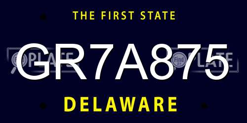 GR7A875 Delaware License Plate