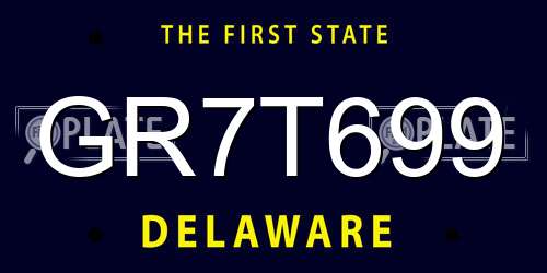 GR7T699 Delaware License Plate
