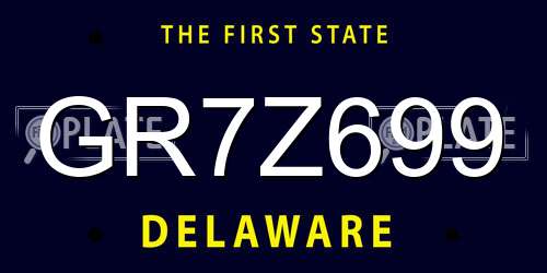 GR7Z699 Delaware License Plate