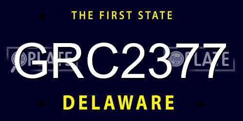GRC2377 Delaware License Plate