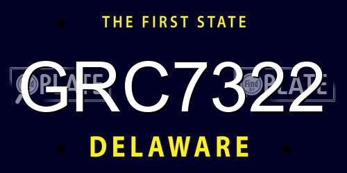 GRC7322 Delaware License Plate