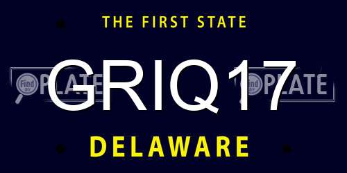 GRIQ17 Delaware License Plate