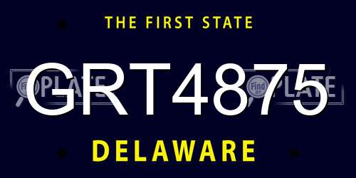 GRT4875 Delaware License Plate