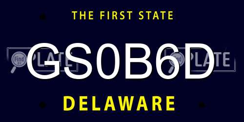 GS0B6D Delaware License Plate