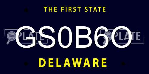 GS0B6O Delaware License Plate