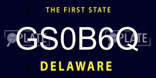 GS0B6Q Delaware License Plate