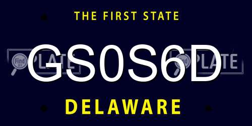 GS0S6D Delaware License Plate