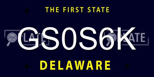 GS0S6K Delaware License Plate