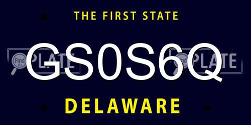 GS0S6Q Delaware License Plate