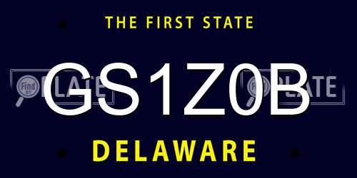 GS1Z0B Delaware License Plate