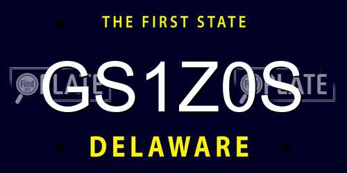 GS1Z0S Delaware License Plate
