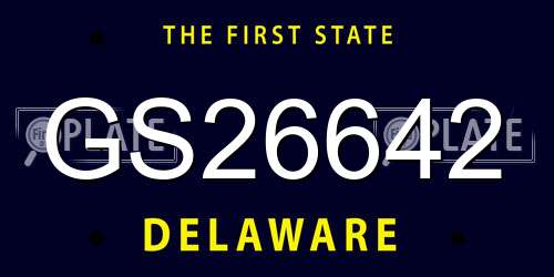 GS26642 Delaware License Plate