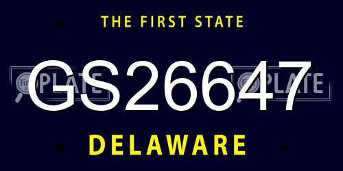 GS26647 Delaware License Plate