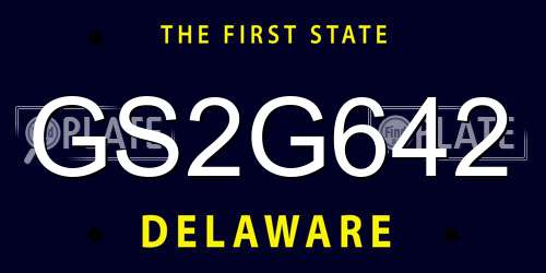 GS2G642 Delaware License Plate