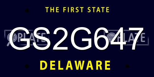 GS2G647 Delaware License Plate
