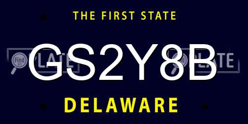 GS2Y8B Delaware License Plate