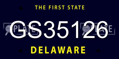 GS35126 Delaware License Plate