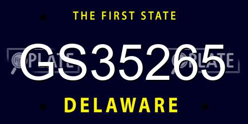 GS35265 Delaware License Plate