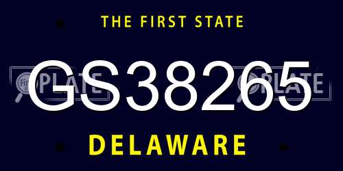 GS38265 Delaware License Plate