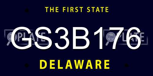 GS3B176 Delaware License Plate