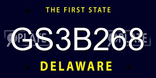 GS3B268 Delaware License Plate