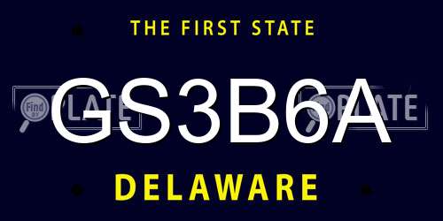 GS3B6A Delaware License Plate