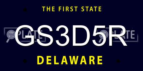 GS3D5R Delaware License Plate