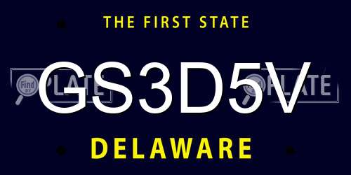 GS3D5V Delaware License Plate
