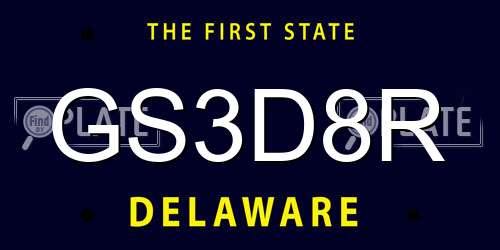 GS3D8R Delaware License Plate