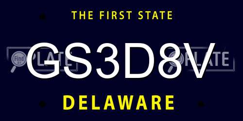 GS3D8V Delaware License Plate