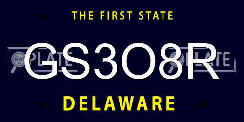 GS3O8R Delaware License Plate