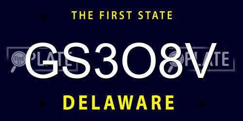 GS3O8V Delaware License Plate