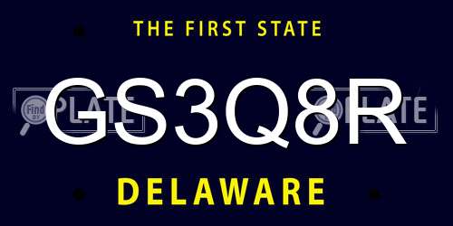 GS3Q8R Delaware License Plate