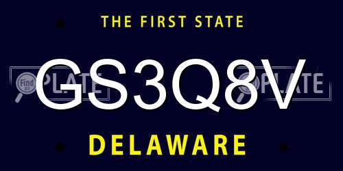 GS3Q8V Delaware License Plate