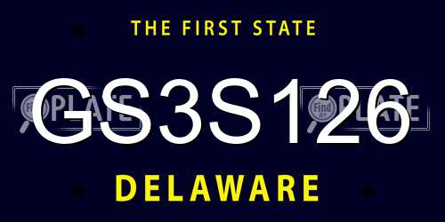 GS3S126 Delaware License Plate
