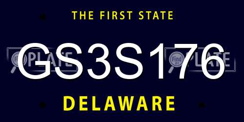 GS3S176 Delaware License Plate