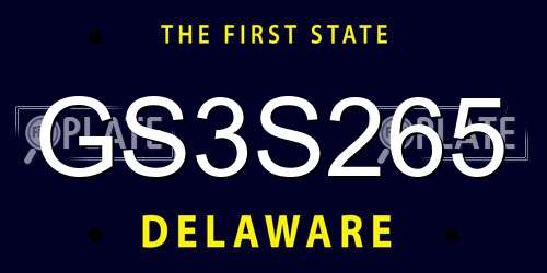 GS3S265 Delaware License Plate