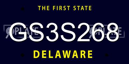GS3S268 Delaware License Plate