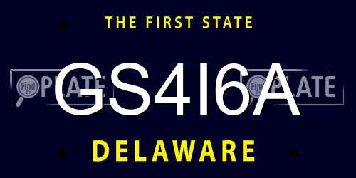 GS4I6A Delaware License Plate