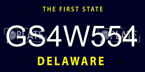 GS4W554 Delaware License Plate