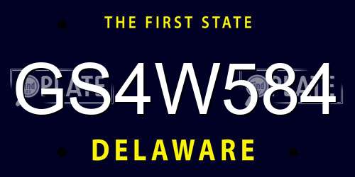 GS4W584 Delaware License Plate