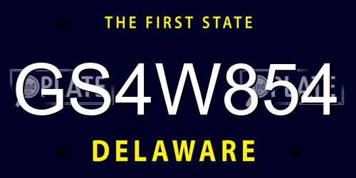 GS4W854 Delaware License Plate