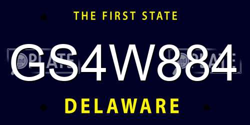 GS4W884 Delaware License Plate