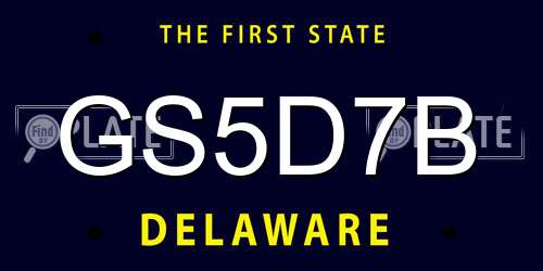 GS5D7B Delaware License Plate