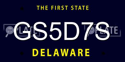 GS5D7S Delaware License Plate