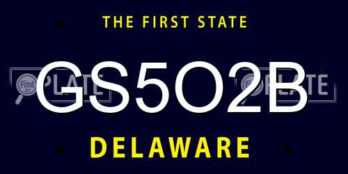GS5O2B Delaware License Plate