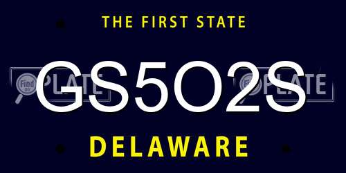 GS5O2S Delaware License Plate