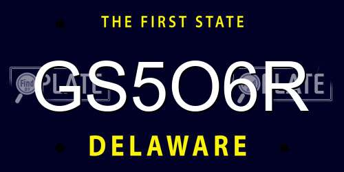 GS5O6R Delaware License Plate