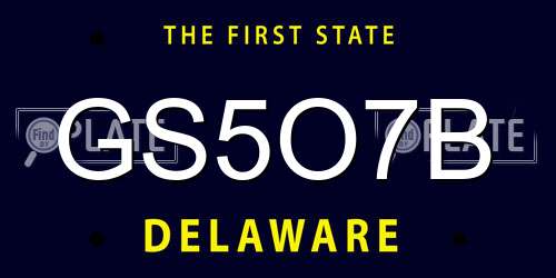 GS5O7B Delaware License Plate