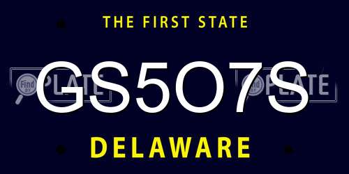 GS5O7S Delaware License Plate